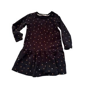 Miles Girls Black Long Sleeve Dress Geometric Print